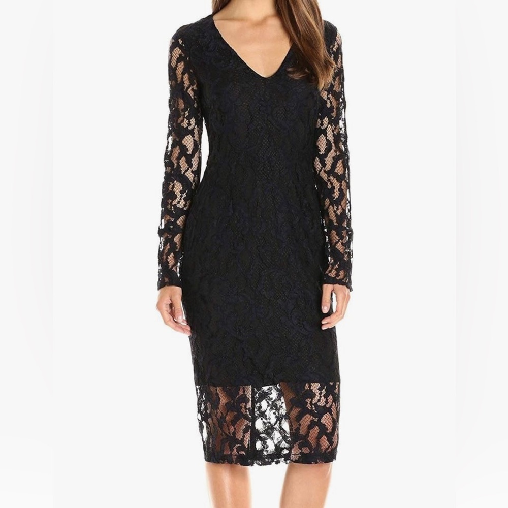 Rachel by Rachel Roy Sapphire/Black Lace Midi Dress Sz 6